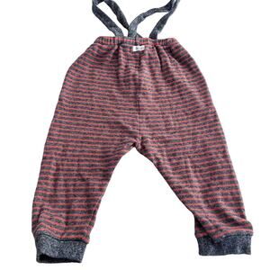 Buho boys knit striped suspender pants overalls size 12 months